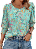 25 Color Women's Clothing 2025 Autumn Loose Leisure Printing Seven-Sleeve Round-Neck T-Shirt Top