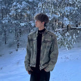 Short Denim Jacket Men's Senior Sense Handsome Hairstyle Stylist Men's High Street Collar Denim Jacket