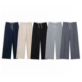 Commuter Leisure Wide-Legged Pants 2025 Spring Bump Color Double Belt High-Waisted Trousers Women