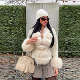 2025 Autumn And Winter New Women's Casual Loose Long-Sleeved Hood Splicing Plush Fur Coat Women