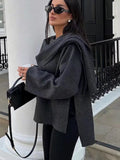 2025 Women's Autumn New Asymmetric Scarf Short Loose Knit Coat
