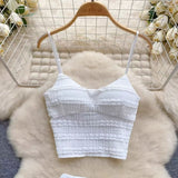 French Gentle Wind Skirt Woman's New High-Waisted Hanging Cake Skirt Temperament Long Skirt Sling Vest Set