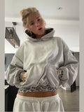 Leopard Print Splicing Short Hooded Hoodie 2025 New Loose Design Hoodie Hoodie Woman