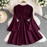 Hepburn High-End Knitted Dress Women Autumn And Winter Royal Sister Temperament Dating Short Skirt French Waist Sweater Skirt