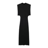 New Winter Women's Temperament Thin With Cushioned Shoulder Knit Dress
