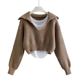 Vintage Fashion Sweater Set Women's New Deep V-Neck Collar Sweater Sling Vest Two-Piece Set In Autumn/Winter 2025