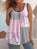Summer Round Collar Vest New Art Splicing Pattern 3D Digital Printing Sleeveless Women's Folding Vest
