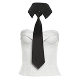 2025 Autumn And Winter New Women's Fashion Hottie Breast Sexy Bare Vest Bump Color Tie Two Sets