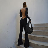 2025 Autumn Fashion Trend Women's New Long-Sleeved Back Repair Straight Legs Casual Jumpsuit