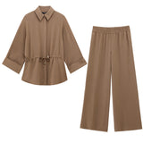 Spring 2025 New Women's Wear Long-Sleeved Collar Shirt Casual Trousers