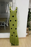 V-Neck Knitted Skirt With Hips In The Summer Of 2025 New Personality Black Dot Knitted Tweed Long Skirt