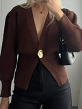 Solid Color V-Neck Long Sleeve Open Shirt 2025 Spring And Autumn Temperament V Collar A Buckle Long Sleeve Waist Top