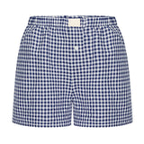 2025 Summer New Ladies Leisurely Comfortable High-Waisted Broad-Legged Retro Lattice Shorts