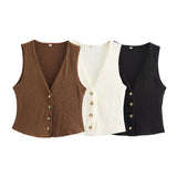 Women's Clothing 2025 Autumn New Texture Vest Top + Straight Trousers Set