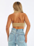 Women's Triangle Irregular Vest Pure Sexual High-Collar Knitted Back Sleeveless Top Woman