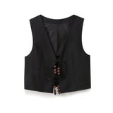 Spring 2025 New Women's Fashion Beaded Bow Vest + Pants Fashion Women's Set