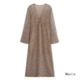 Z Wind Spring City Casual Loose-Fitting Sleet Shirt Dress V Collar Long Beads Of The Flute Dress 3618862